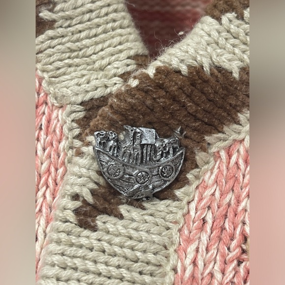 STORYBOOK KNITS Meeting With Noah Knit Cardigan Sweater Noah’s Ark Bible Large - Picture 9 of 13